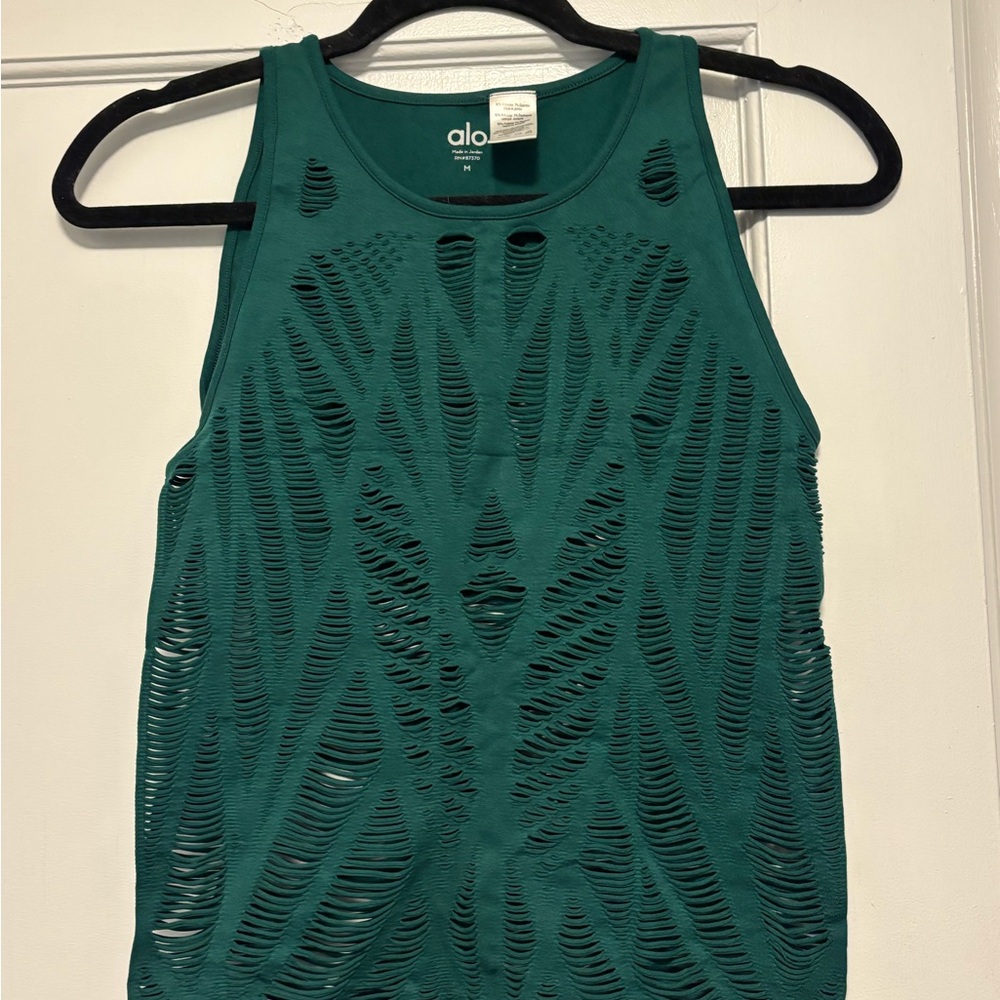ALO Yoga Green Cut-Out Tank Top